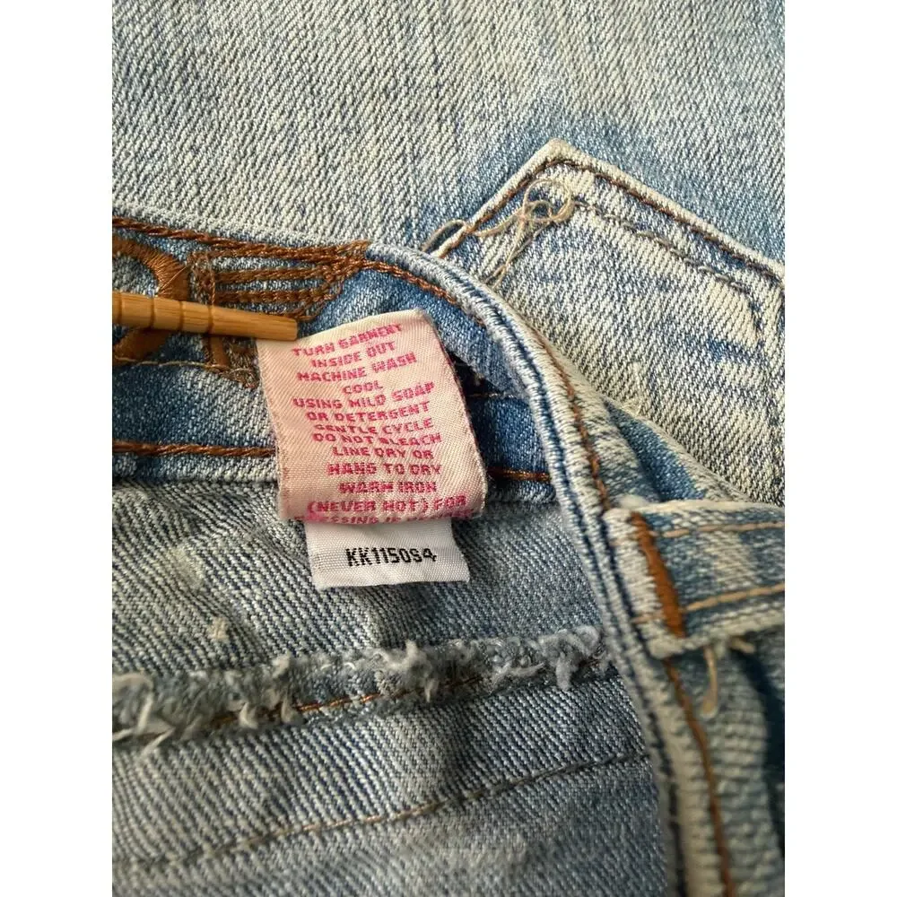 Y2K Zana Di Girls Blue Pink Butterfly Denim Skirt Size 8
